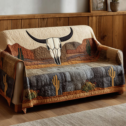 Frontier Cactus Bull Quilted Sofa Cover NCU0LDH886