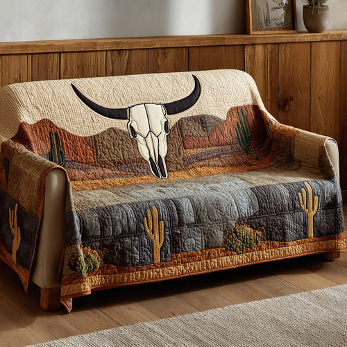 Frontier Cactus Bull Quilted Sofa Cover NCU0LDH886