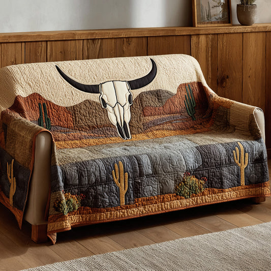 Frontier Cactus Bull Quilted Sofa Cover NCU0LDH886