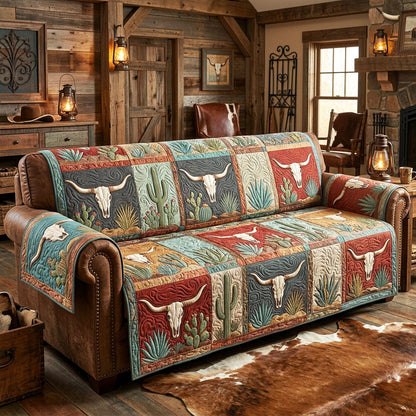 Frontier Longhorn Quilted Sofa Cover NCU0NTV1118