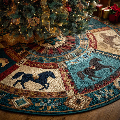 Frontier Spirit Horse Christmas Quilted Tree Skirt NCU0LDH134