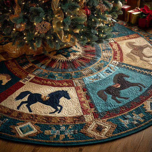 Frontier Spirit Horse Christmas Quilted Tree Skirt NCU0LDH134