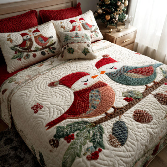 Frost-Kissed Bird 3-Piece Quilted Bedding Set NCU0PTT1348