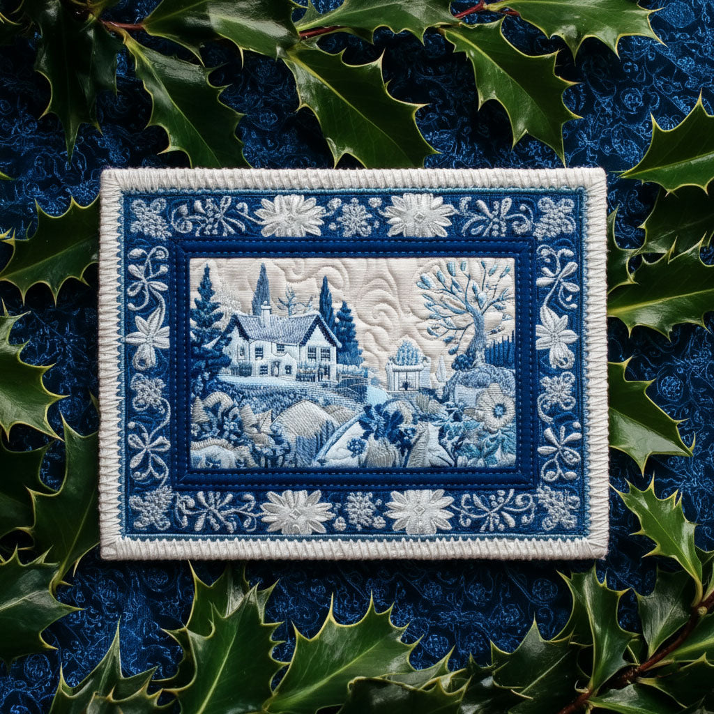 Frost Cabin Quilted Fabric Postcard NCU0PTT2291