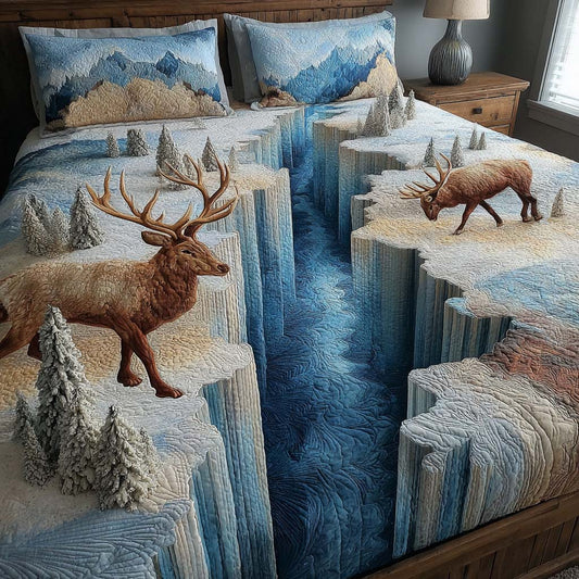 Frost Deer 3-Piece Quilted Bedding Set NCU0NNL093