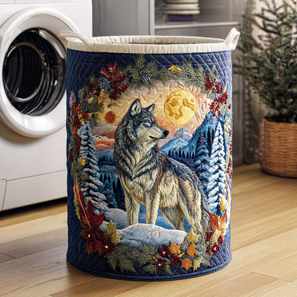 Frost Moon Wolf Quilted Laundry Basket NCU0NTD1037