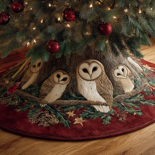 Frost Owl Christmas Quilted Tree Skirt NCU0DDK1858
