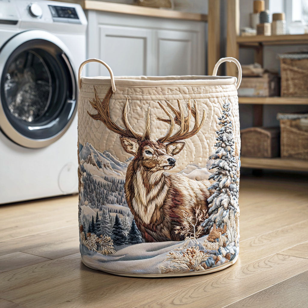 Frostbound Stag Quilted Laundry Basket NCU0NTD515