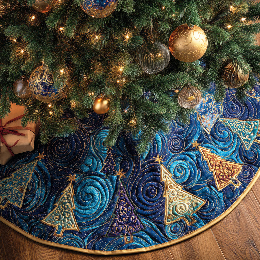 Frosted Evergreen Christmas Quilted Tree Skirt NCU0NTD1218