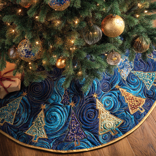 Frosted Evergreen Christmas Quilted Tree Skirt NCU0NTD1218