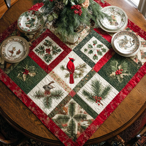 Frosted Holly Quilted Table Topper NCU0PTT1266