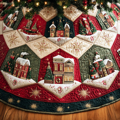 Frosted Pine Circle Christmas Quilted Tree Skirt NCU0NTD1045