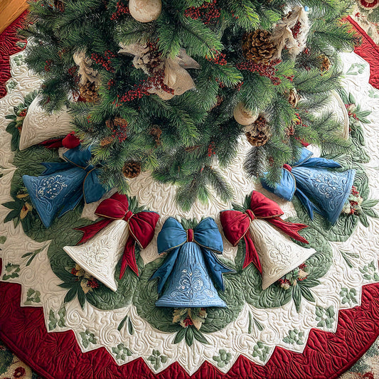 Frosted Ribbon Glow Christmas Quilted Tree Skirt NCU0NTD743