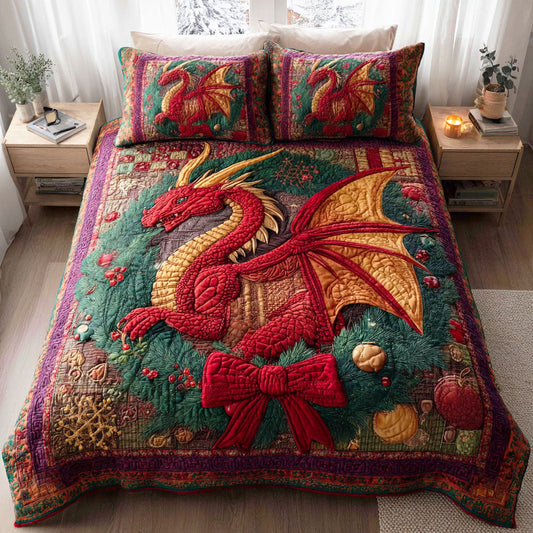 Frostfire Dragon 3-Piece Quilted Bedding Set NCU0NTD545