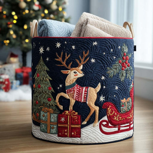 Frostlight Reindeer Quilted Laundry Basket NCU0PTT1532