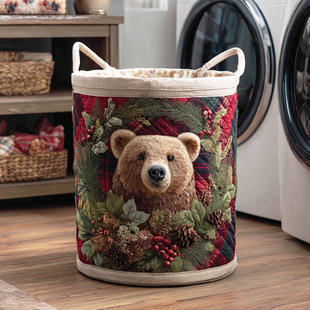 Frostwood Bear Quilted Laundry Basket NCU0NTD1026