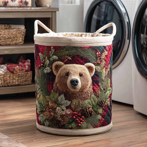 Frostwood Bear Quilted Laundry Basket NCU0NTD1026