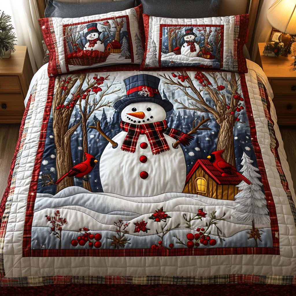 Frosty Cheer 3-Piece Quilted Bedding Set NCU0NNT036