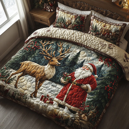Frosty Antlers 3-Piece Quilted Bedding Set NCU0DV1016