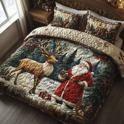 Frosty Antlers 3-Piece Quilted Bedding Set NCU0DV1016