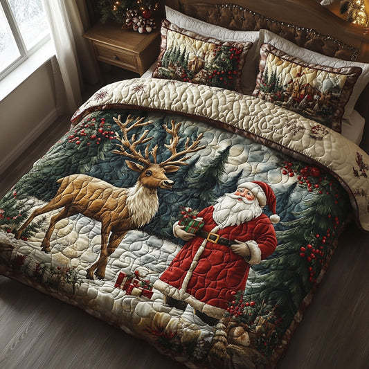Frosty Antlers 3-Piece Quilted Bedding Set NCU0DV1016
