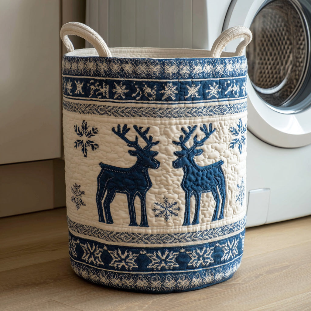 Frosty Candle Road Quilted Laundry Basket NCU0NTD1016