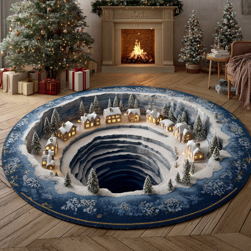 Frosty Christmas Village Round Carpet NCU0HH1117
