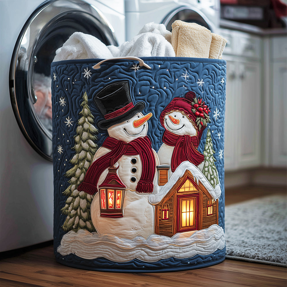 Frosty Couple Quilted Laundry Basket NCU0TH3175