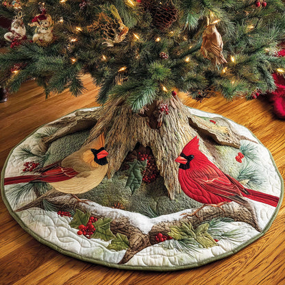 Frosty Feather Glow Christmas Quilted Tree Skirt NCU0NTD1057