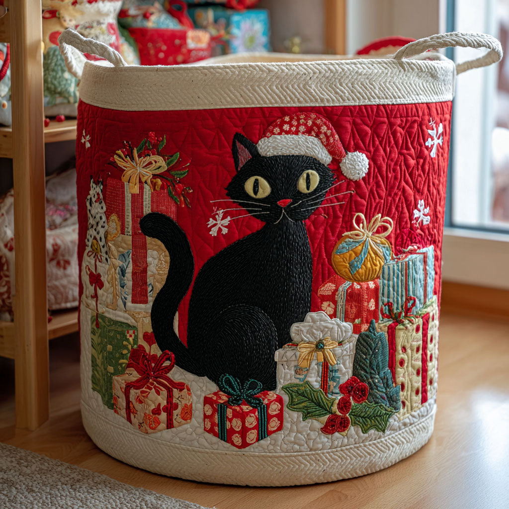 Frosty Feline Quilted Laundry Basket NCU0PTT1938