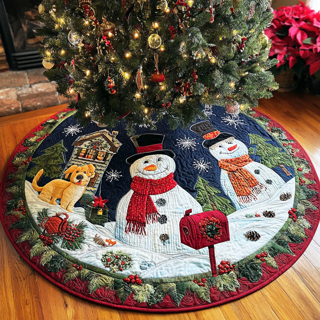 Frosty Field Cheer Christmas Quilted Tree Skirt NCU0NTD935