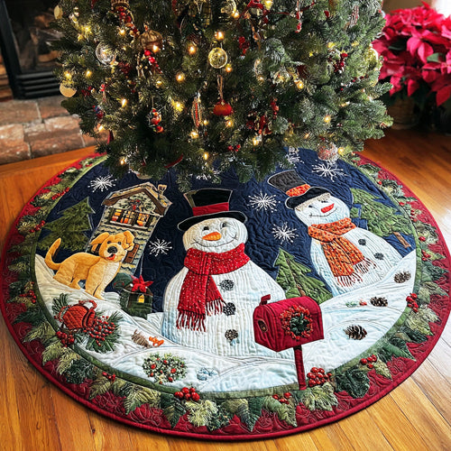 Frosty Field Cheer Christmas Quilted Tree Skirt NCU0NTD935