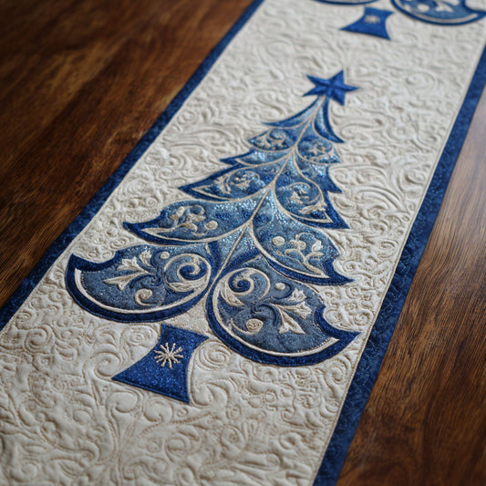 Frosty Forest Fir Quilted Table Runner NCU0PTT1361