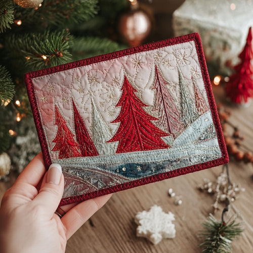 Frosty Forest Quilted Fabric Postcard NCU0PTT2295