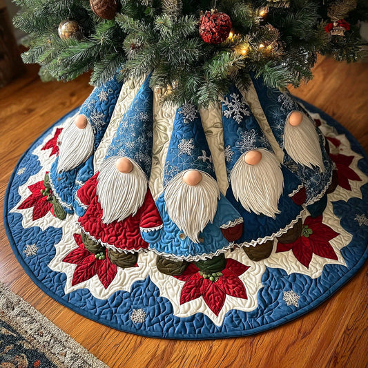 Frosty Gnome Circle Christmas Quilted Tree Skirt NCU0NTD736