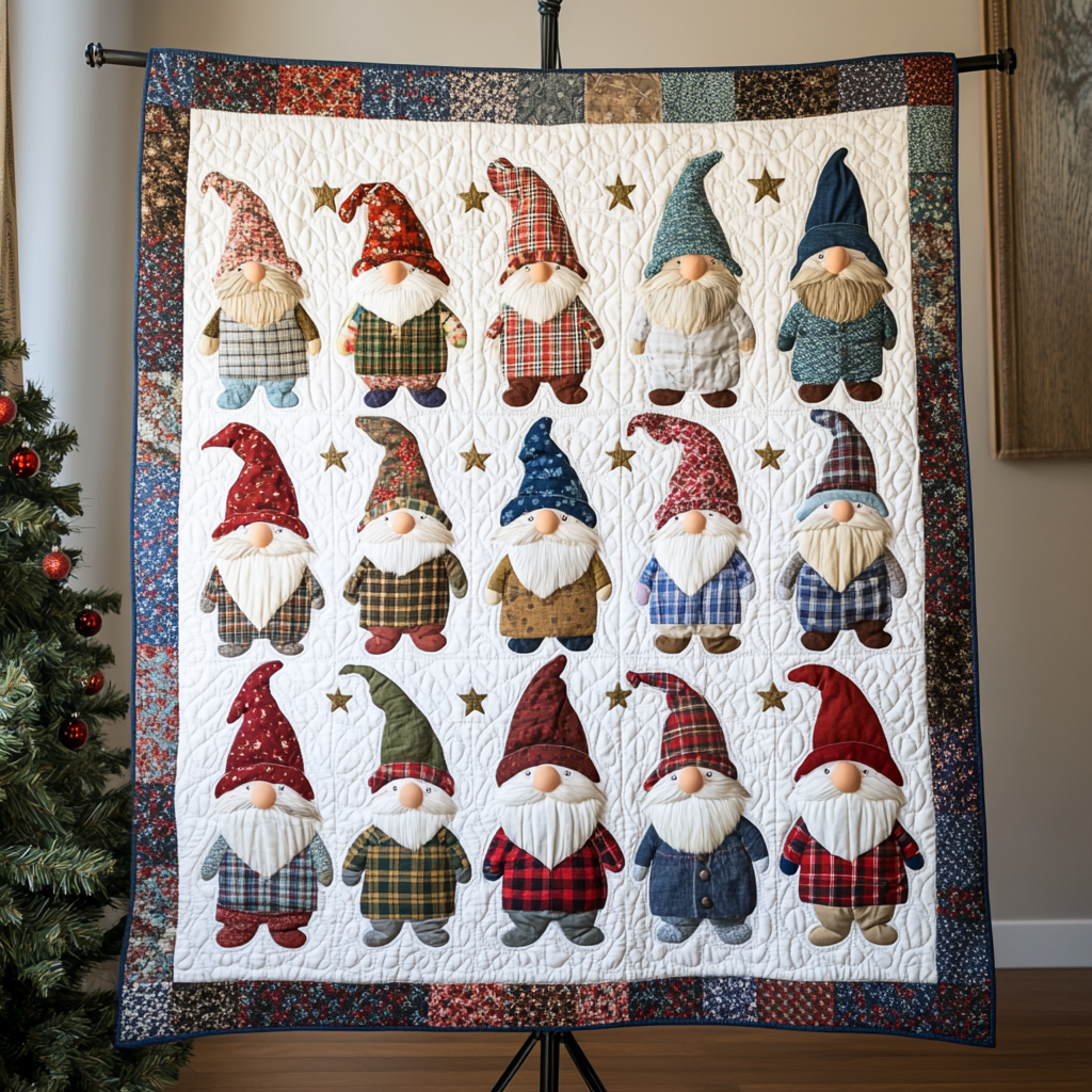 Frosty Gnome Delight Quilted Blanket NCU0VH267