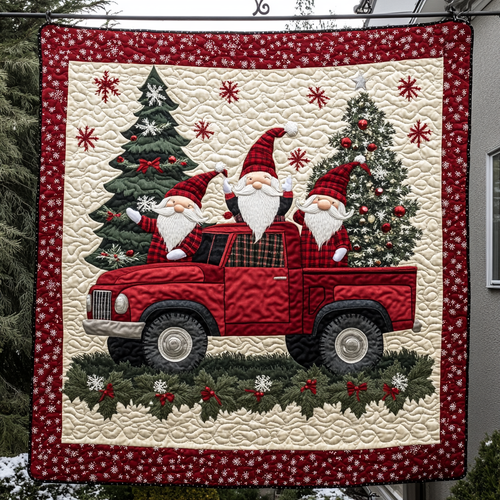 Frosty Gnome Festivities Quilted Blanket NCU0DK905