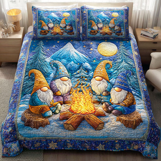 Frosty Gnome Wishes 3-Piece Quilted Bedding Set NCU0NTD597
