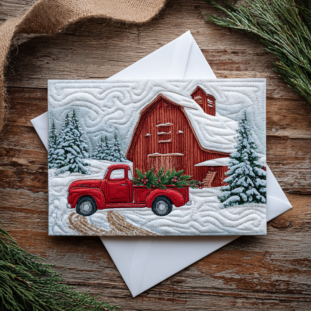 Frosty Morning Quilted Fabric Postcard NCU0DDK1900