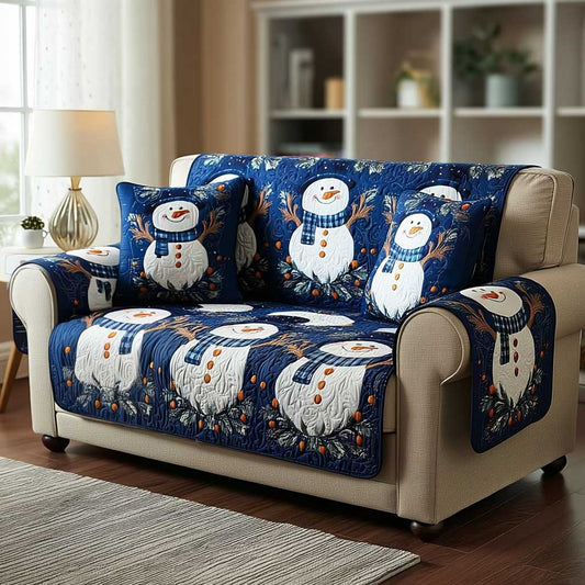 Frosty Night Snowman Quilted Sofa Cover NCU0HTT136