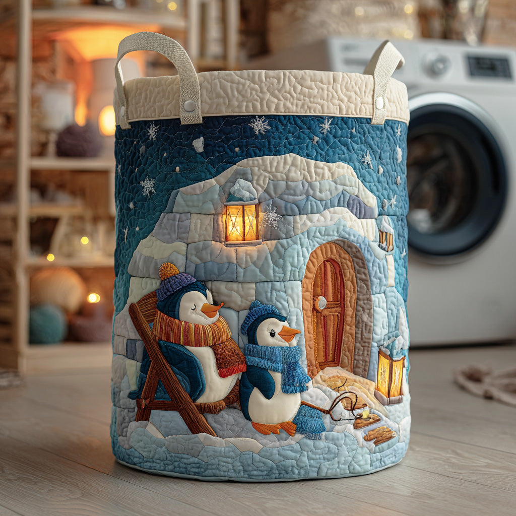 Frosty Penguin Friends Quilted Laundry Basket NCU0NTD1099