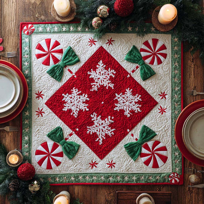 Frosty Peppermint Sparkle Quilted Table Topper NCU0NXD204