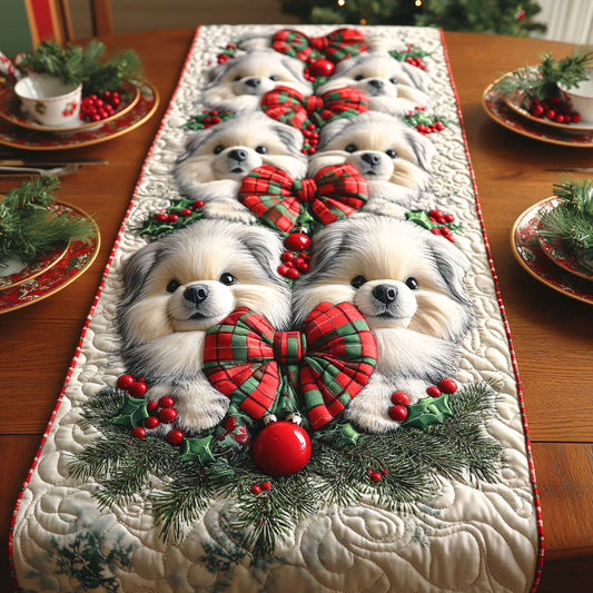 Frosty Pomeranian Quilted Table Runner NCU0NTD554