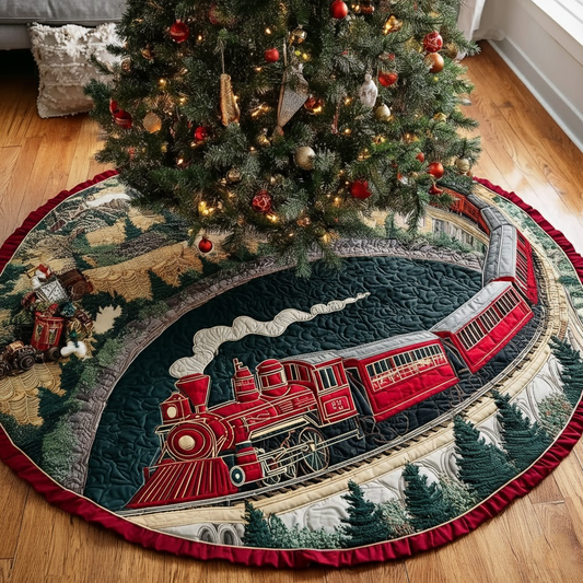 Frosty Ride Christmas Quilted Tree Skirt NCU0DDK1758