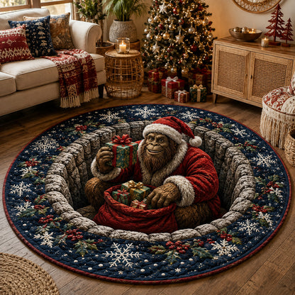 Frosty Snowflake Bigfoot Quilted Round Mat NCU0HNH1261