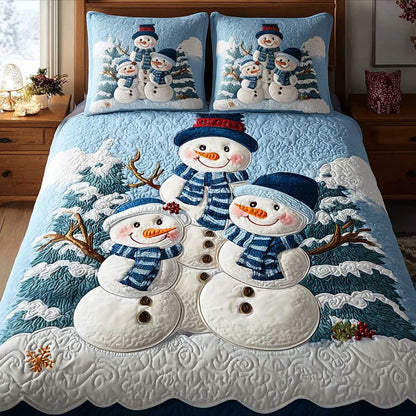 Frosty Snowman 3-Piece Quilted Bedding Set NCU0HTT144