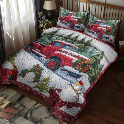 Frosty Truck Cheer Quilted Bedding Set NCU0DV1636
