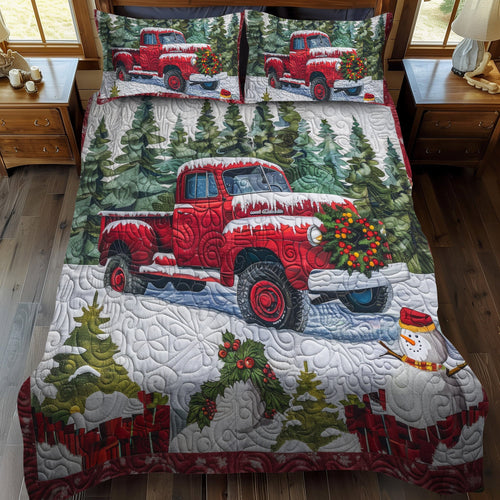 Frosty Truck Cheer Quilted Bedding Set NCU0DV1636