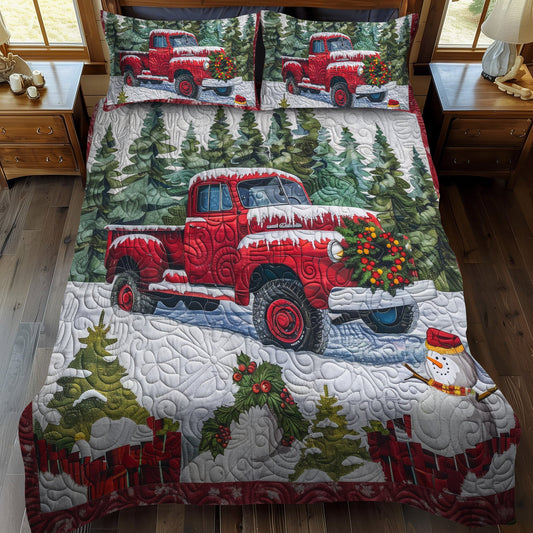 Frosty Truck Cheer Quilted Bedding Set NCU0DV1636