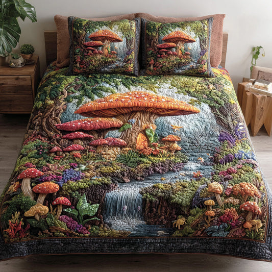 Fungal Forest Dreams 3-Piece Quilted Bedding Set NCU0NTD1122